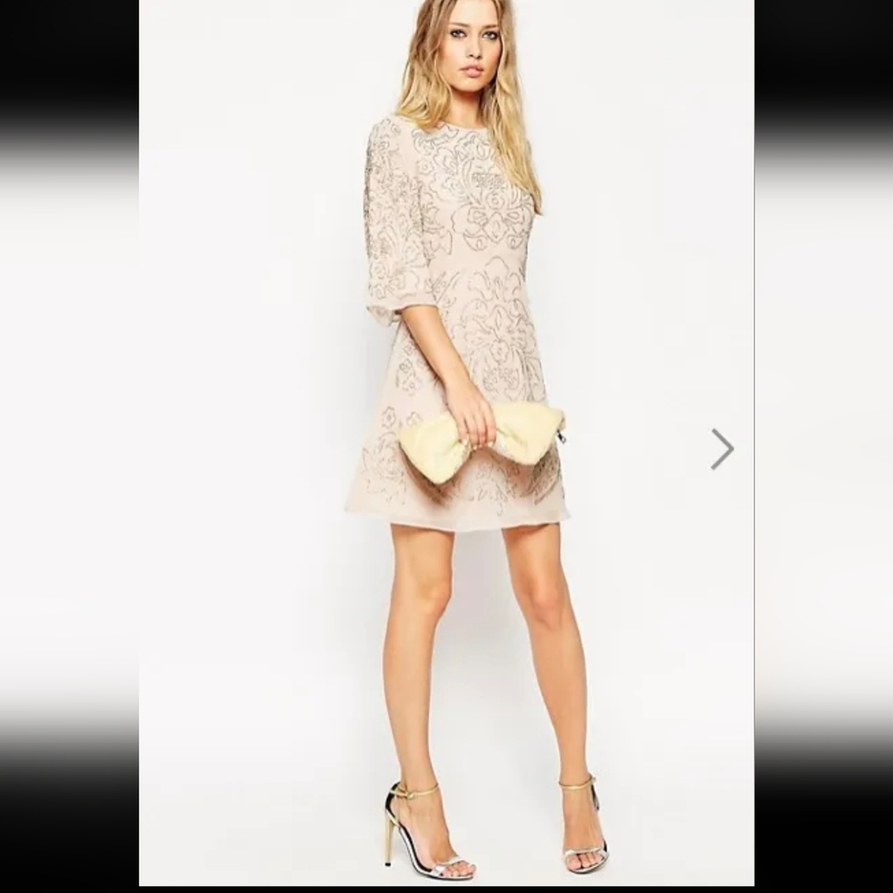 Needle & Thread Cream Floral Midi Dress NWT